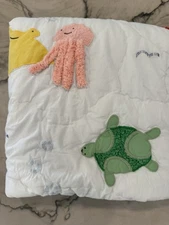 Pottery Barn kids Under The Sea Baby Quilt Sea Life 36 X 50 & Crib Sheet Blue