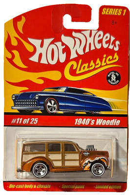Hot Wheels Classics Ser 1 #11 1940s WOODIE Dark Orange H7076