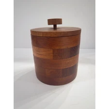 Kjemi Denmark Wood Lidded Container Mid Century Modern Danish Modern Storage Jar