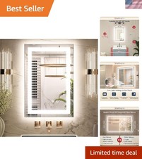 LED Bathroom Mirror 16x24 Inch Front Backlit Defog Shatterproof Wall Mirror