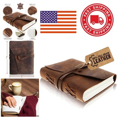 Buffalo Leather Writing Journal 7x5 Inch Sustainable Thick Paper for Sketching
