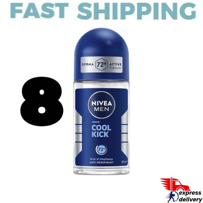 8X NIVEA MEN Deodorant Roll On Cool Kick, 50ml 72 H
