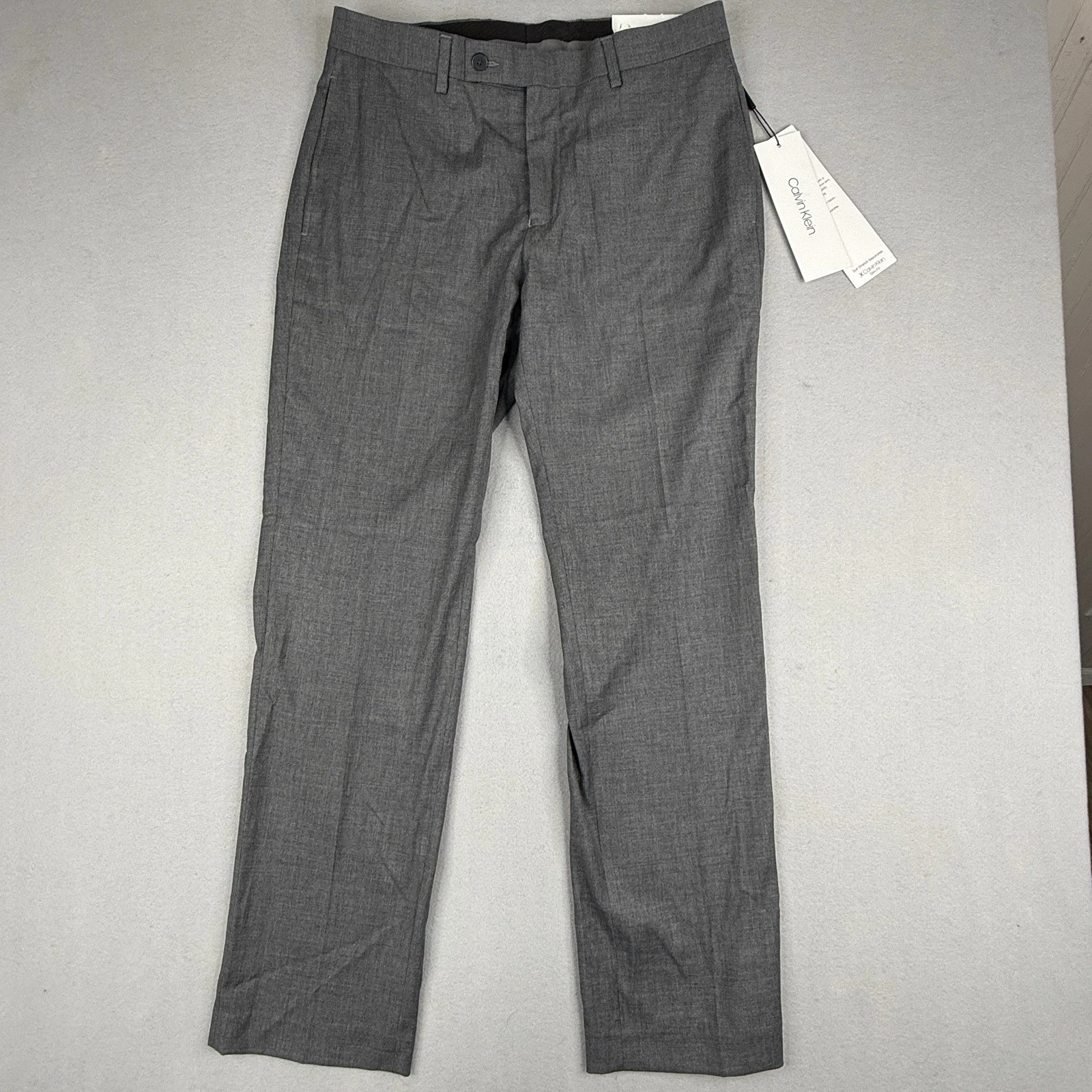 Calvin Klein Slim Fit Dress Pants Gray Stretch Suit Separates 32x30 NWT