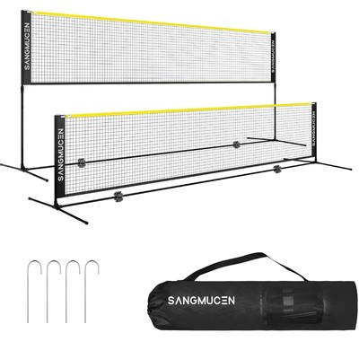 Gelb Schwarz 5m Badminton Netz Pfosten Set Tragbar Volleyball Pickleball Tennis 