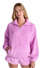 No Boundaries Plush Half-Zip Pullover Purple Wild Orchid Women's Plus XL