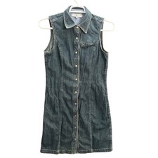 Tommy Hilfiger Jeans Vintage Denim Snap Front Mini Dress Medium Wash Womens 10