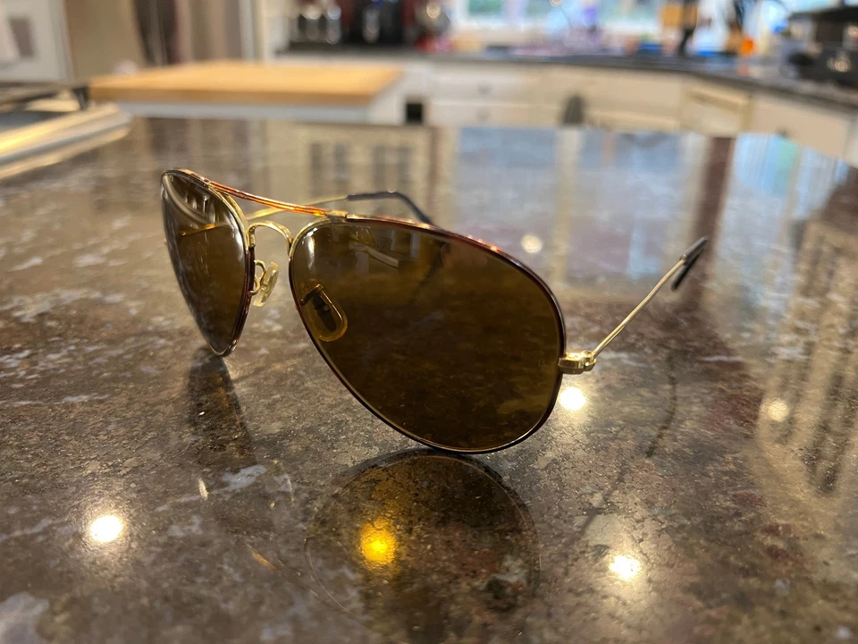 B&L Ray Ban Aviator Sunglasses 62 14 Gold Frame Brown Lenses USA License 62014 - Image 2 of 4