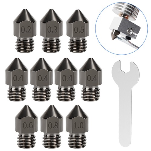 10PACK MK8 3D Printer Extruder Hardened Steel Nozzles for Creality CR-10 Ender 3