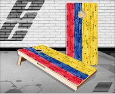 Colombian flag Wood Cornhole Boards Bean Bag Toss Game