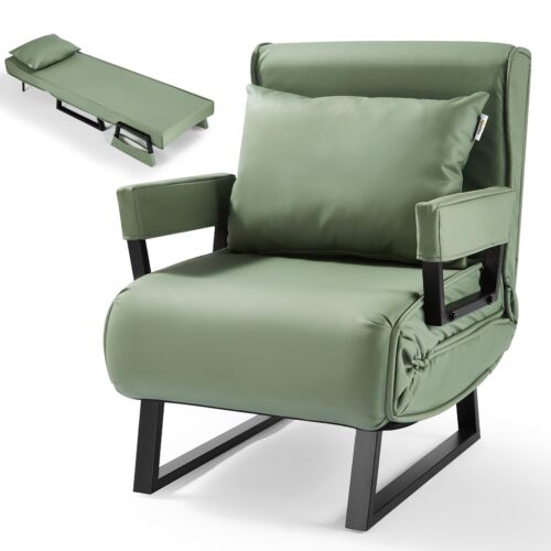 Makika Sillón Sofá Cama Plegable Reposabrazos Tumbona Reclinable Relax PU Sillón - Imagen 8 de 13