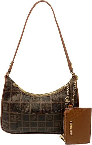 Steve Madden Cognac BPOWLA Bag Shoulder Bag Logo W/ Mini Coin Purse Money Purse - Picture 16 of 21