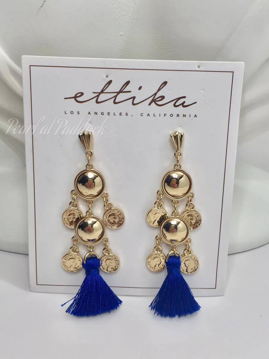Electric blue shop tassel earrings