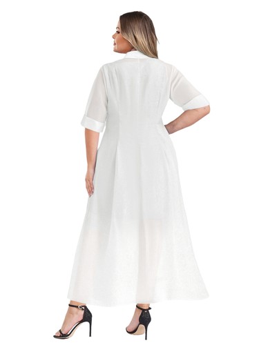 Set donna taglie forti abito set risvolto sera trasparente matrimonio ospite outfit - Foto 17 di 87