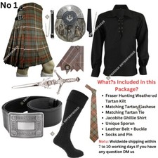 Handmade Fraser Hunting Weathered Tartan Kilt Outfit for Men -Custom Size Avaiab
