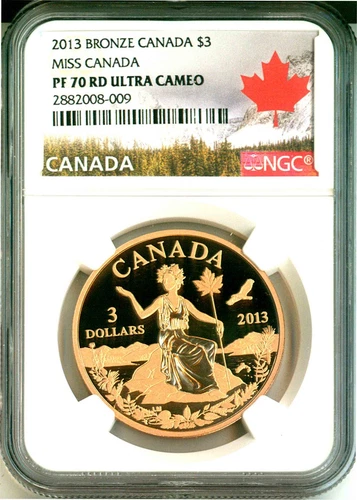 2013 Canada $3 Bronze Miss Canada An Allegory NGC PF70 RD Ultra Cameo