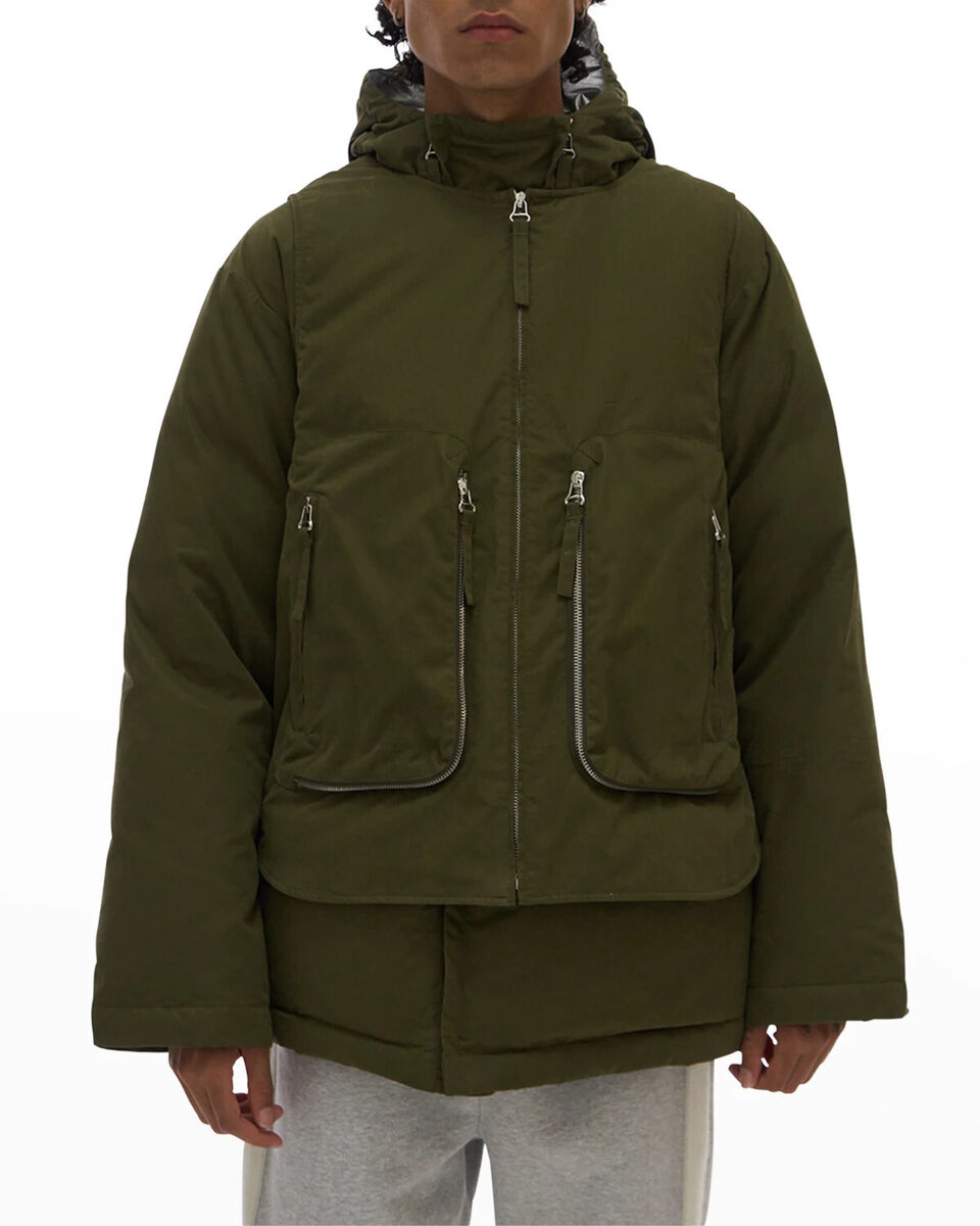 HELMUT LANG MEN'S SMALL DOUBLE-LAYER COTTON NYLON PUFFER HELMUT LANG MEN'S SMALL DOUBLE-LAYER COTTON NYLON PUFFER