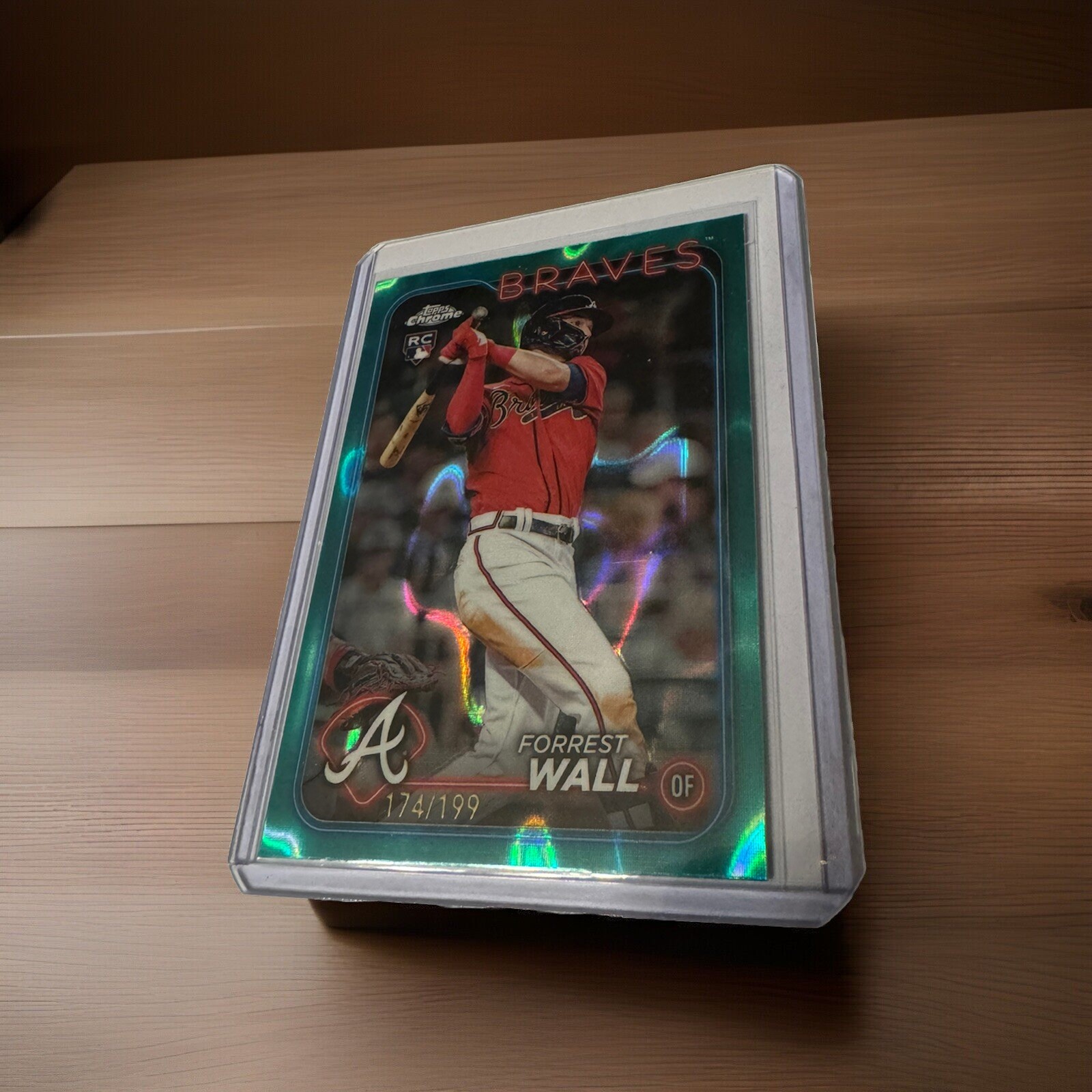 2024 Topps Chrome - Aqua LAVA Refractor #176 Forrest Wall /199 (RC) Braves
