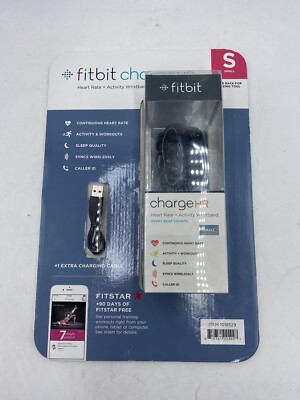 Fitbit Charge HR Wireless Activity Wristband - Black Small NEW + Fitstar FREE