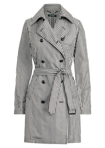 New RALPH LAUREN Women's Gingham Twill Water-Resistant Trench Coat Black size 14 - Picture 3 of 10