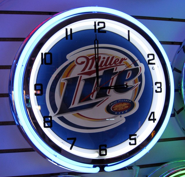 Miller Lite Sign 18" Large 2 Ring Neon Clock NEW eBay