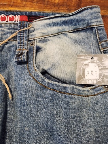 NWT Smugglers Moon Strapped Up Cargo Distressed Button Fly Jeans Size 38x33 - Picture 6 of 13