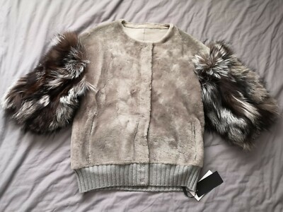 Deni Cler Women's Sheepskin Luxury Teddy Fox Fur Coat Size UK 10 New With Tags
