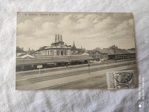 Postcard postcard Belgium RENAIX interior of the station