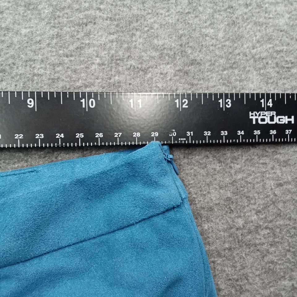 Pantalones Cortos Missguided Mujer 2 Verde Azulado Cintura Alta Imitación Gamuza Trenzado Cremallera Preppy Causal Foto 4 de 4