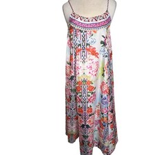 Dress Small Shift Maxi Lightweight Zipper Floral Oversized Festive Y2K
