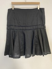 Lauren Ralph Lauren Linen A Line Skirt Black Size 14 W/ Lace Detail