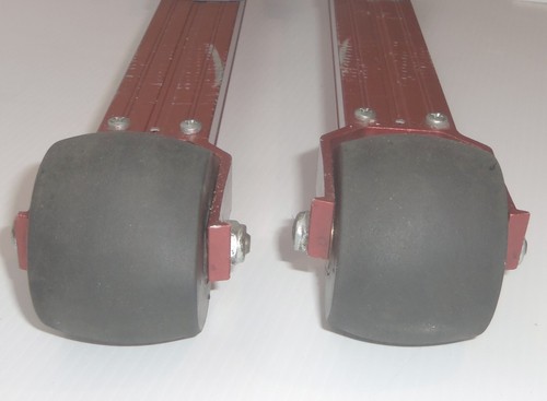 Vintage 80s Pair of Swed Laser Aluminum Roller Land Skis W/ Salomon Bindings - Picture 14 of 20