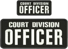 COURT D OFFICER EMB PATCH 4X10 AND 2X5 HOOK ON BACK WHITE ON BLACK