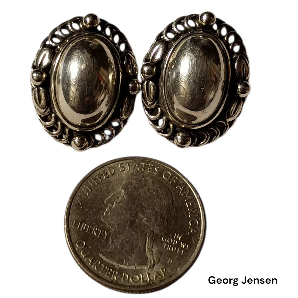 GEORG JENSEN 1995 Sterling Silver Earrings Clip-On 925 Accessory #610 - Image 4 of 4