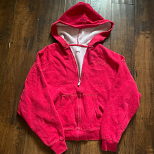 PINK Victoria  s Secret Red Full Zip Fleece Glitter Hoodie Pockets Logo Women S
