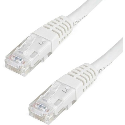 White 6ft CAT 6 Ethernet Cable - Strain Relief, Fast Data Transfer,  Listed