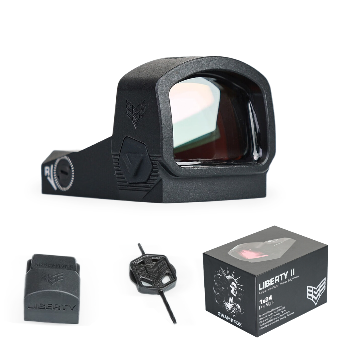 Swampfox Liberty II 1x24mm Red Multi Reticle/Green Dot Sight, $103.99