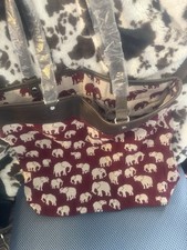 Thirty-One Burgundy & Cream Elephant Print To...