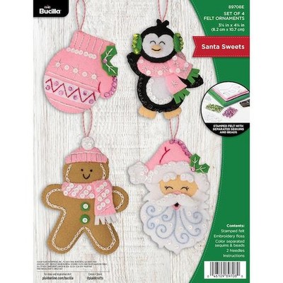 Bucilla Filz Ornamente Applikation 4er Set - Santa Sweets 89708E