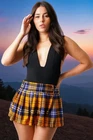 Luxury Yellow Tartan Pleated Mini Skirt – Plaid Micro Skirt Party Wear