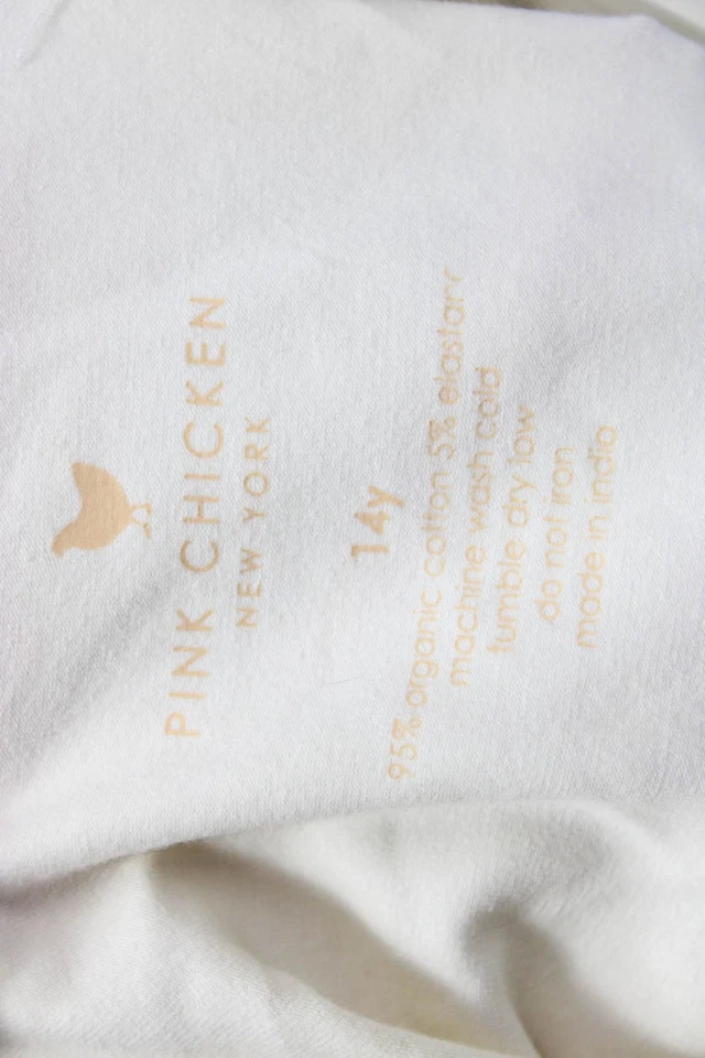 Pink Chicken Girls Cotton Ruffled Sleeveless Peplum Top Cream Size 14 - Image 4 of 4