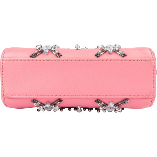 Borsa a mano Fendi Pink Leather Crystal Micro Peekaboo - Foto 8 di 13
