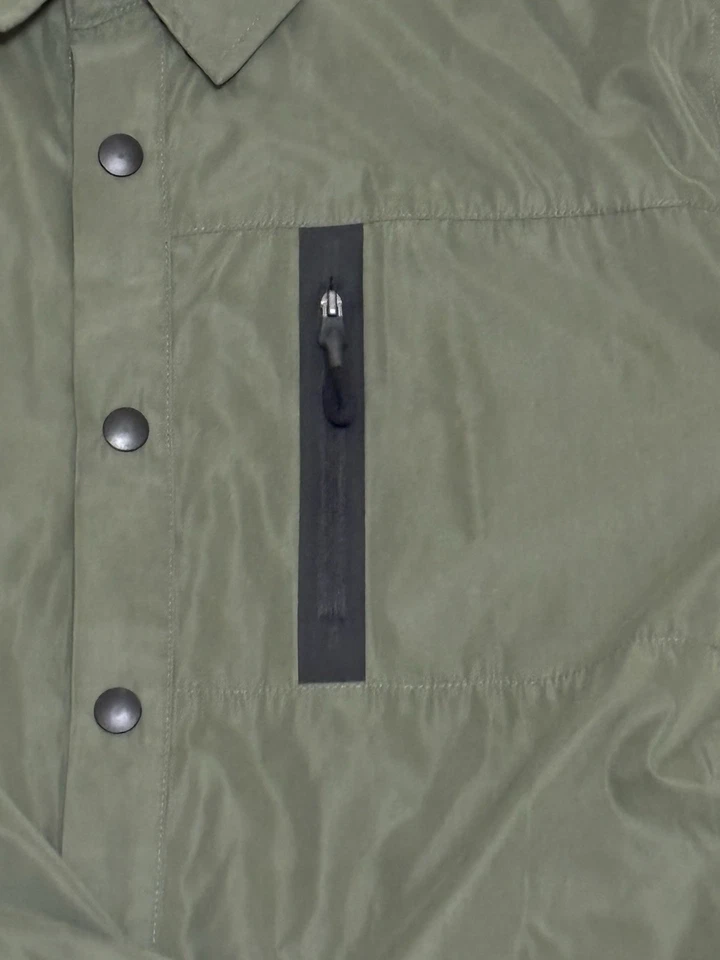 Marc Anthony Mens Size Large Button Up Shirt Olive Green Pockets Snap Button - Image 3 of 4