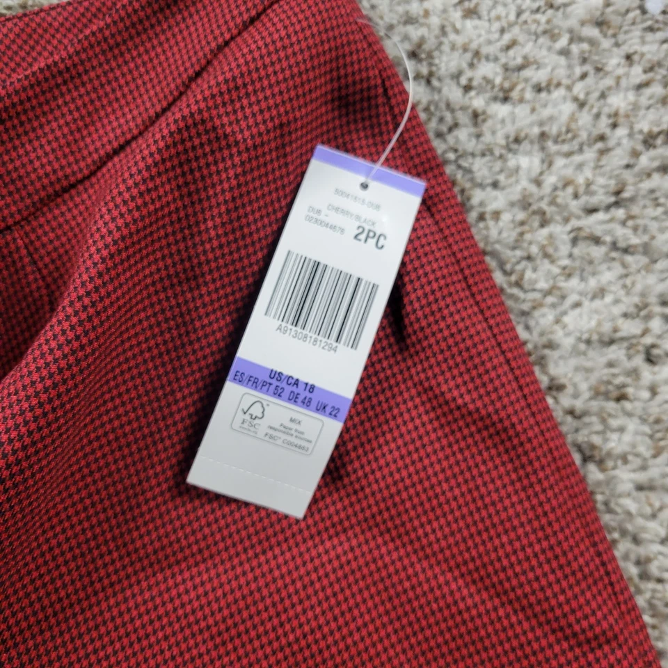 Le Suit Dress Pants Women's 18 Red Black Houndstooth Trouser Career Lined Tags - Image 4 of 4