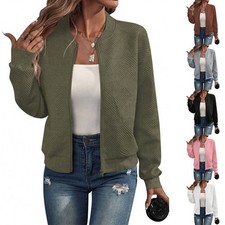 Women Regular Length Casual Jacket with Stand Collar and Long Sleeve Cut