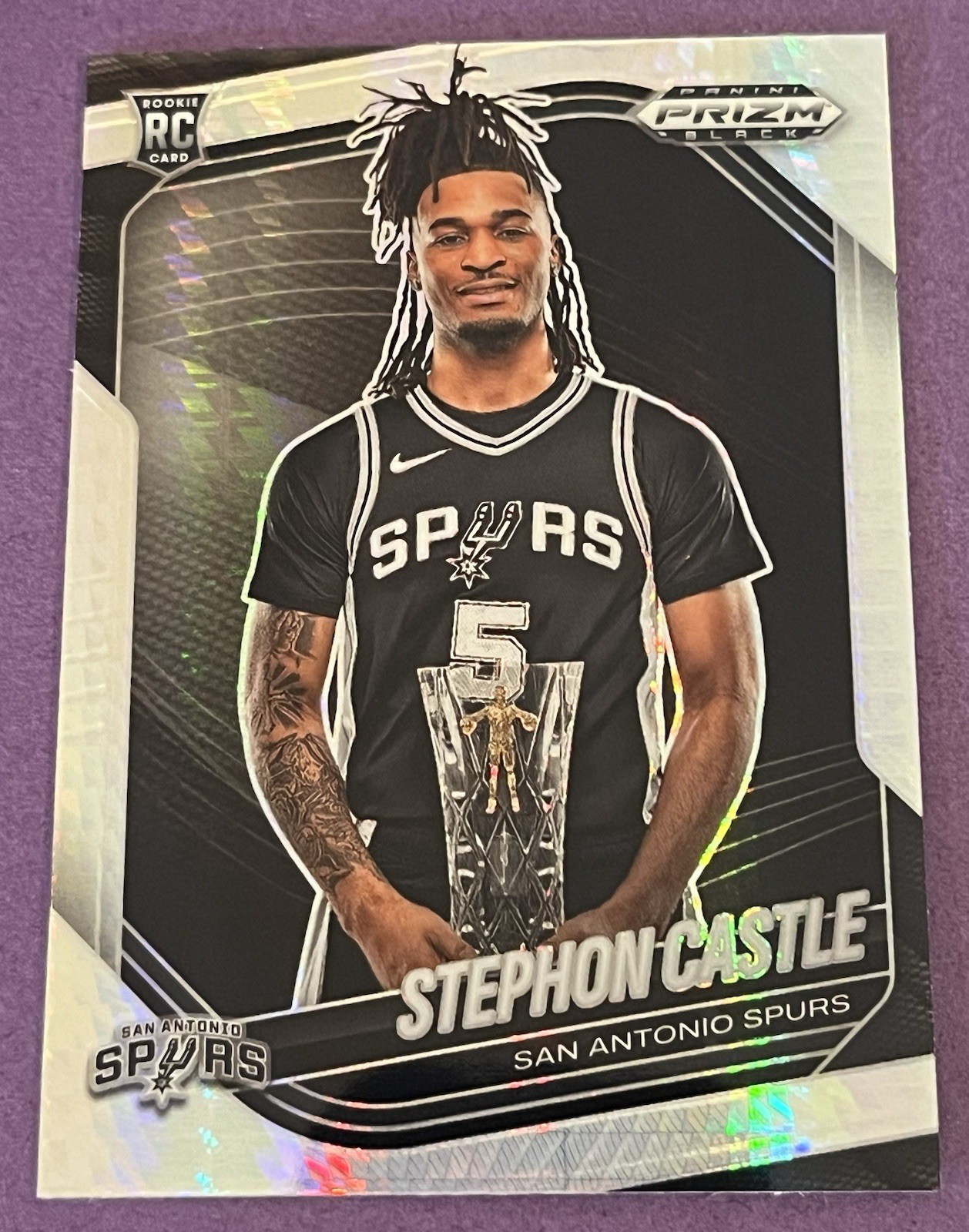 2024-25 Panini Prizm Black Stephon Castle Hyper Rookie #96 San Antonio Spurs RC