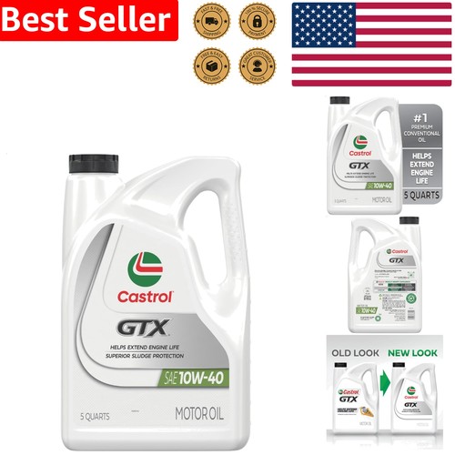 5 Quart Castrol GTX 10W-40 Conventional Engine Oil Universal Fit  Quality - Picture 1 of 8