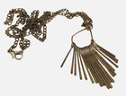 MCM Dangle Fringe Oars Pendant on 30 inch Copper Chain Link Necklace — photo 1