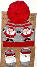 BABY ESSENTIALS 2 piece set red/white/gray SANTA/SNOWMAN motif size 0-6 months