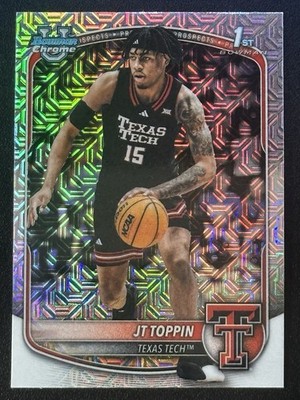 2025-26 1st Bowman U Chrome #BCP-93 JT Toppin MOJO REFRACTOR - Texas Tech 1st