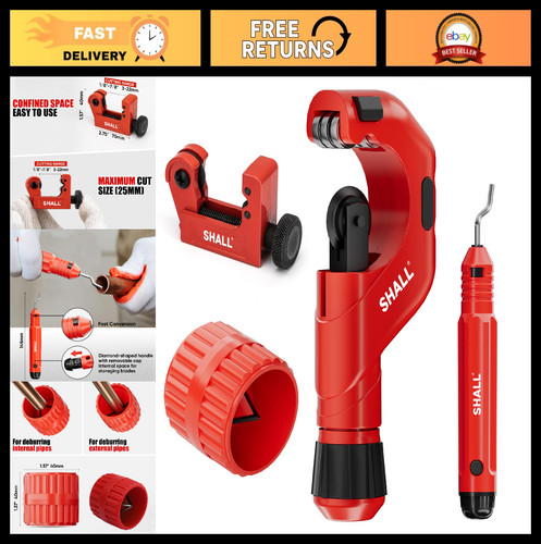 4-Piece Heavy Duty Tubing Cutter Set for Copper, PVC, Aluminum & Steel - Deburri